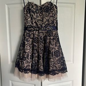 Strapless Lace Formal Dress